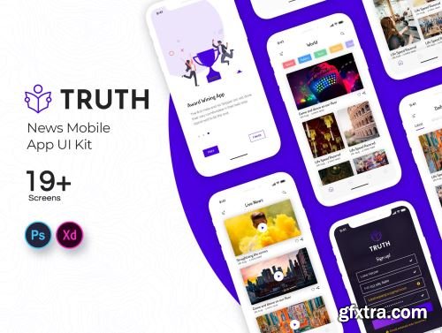 Truth: News Mobile App UI Kit Ui8.net