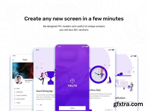 Truth: News Mobile App UI Kit Ui8.net