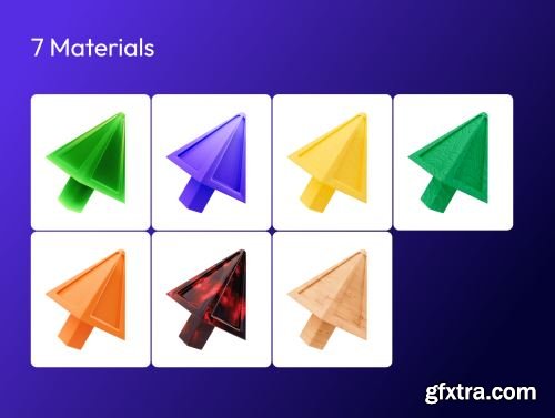 3D arrows, 4 shapes, 7 materials, PNG, Figma, C4D, OBJ Ui8.net