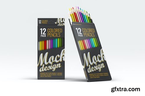 Colored Pencils 12 Pack Mock-Up R98V3J