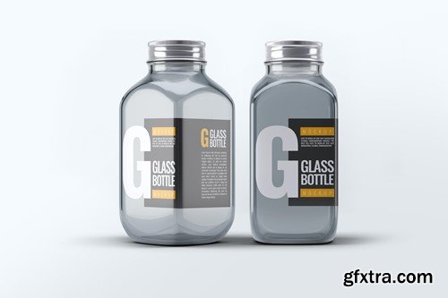 Square Glass Bottle Mock-Up 2QJPPEN