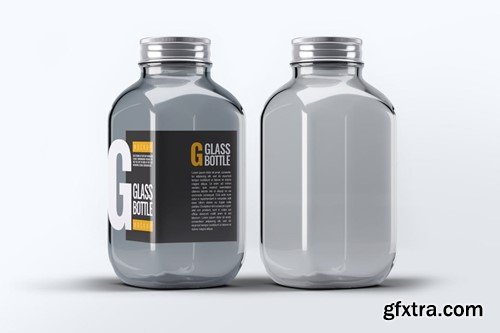 Square Glass Bottle Mock-Up 2QJPPEN