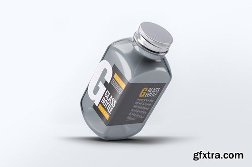 Square Glass Bottle Mock-Up 2QJPPEN