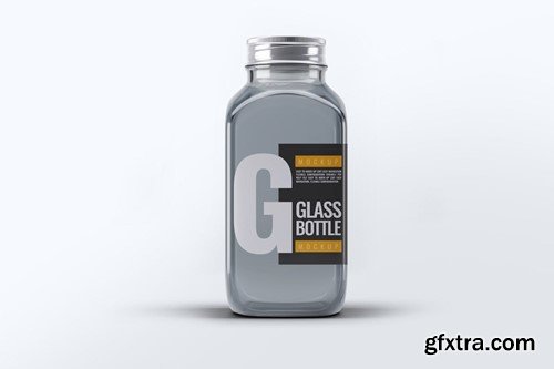 Square Glass Bottle Mock-Up 2QJPPEN