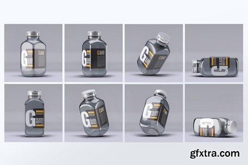 Square Glass Bottle Mock-Up 2QJPPEN