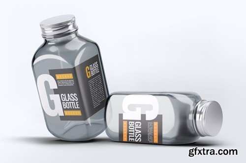 Square Glass Bottle Mock-Up 2QJPPEN