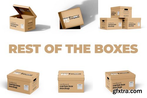 Cardboard Carton Moving Box Mockup RJK5UX4