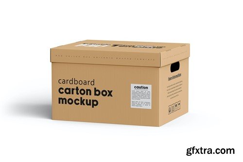 Cardboard Carton Moving Box Mockup RJK5UX4