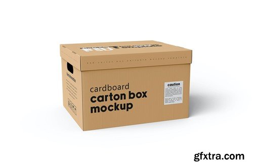 Cardboard Carton Moving Box Mockup RJK5UX4