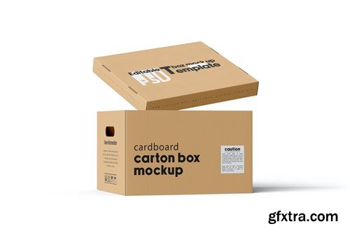 Cardboard Carton Moving Box Mockup RJK5UX4