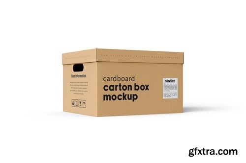 Cardboard Carton Moving Box Mockup RJK5UX4