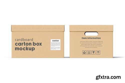 Cardboard Carton Moving Box Mockup RJK5UX4