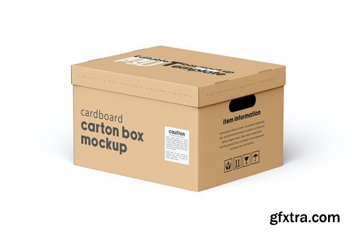 Cardboard Carton Moving Box Mockup RJK5UX4