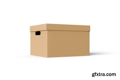 Cardboard Carton Moving Box Mockup RJK5UX4