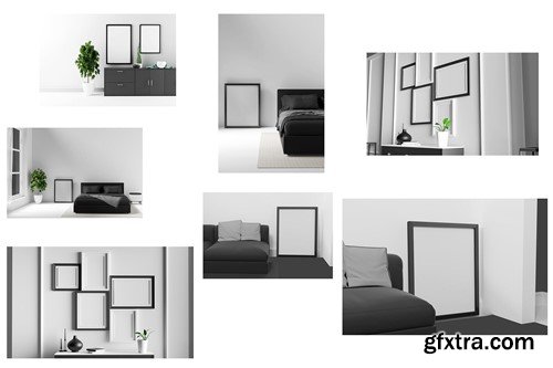 Black interior set mockup L7YWHCM