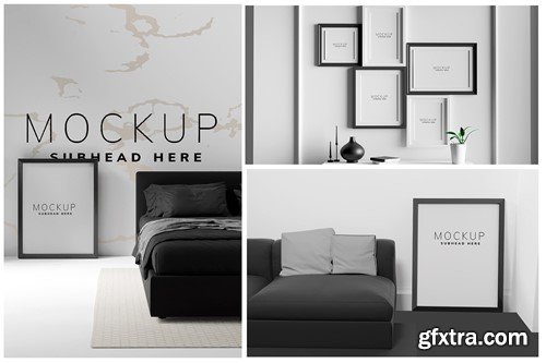 Black interior set mockup L7YWHCM