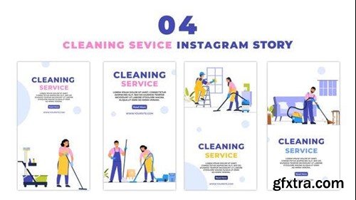 Videohive Housekeeping Cleaning Service Premium Vector Instagram Story 47440459