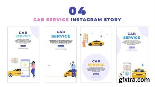 Videohive Online Cab Service 2D Character Instagram Story 47439375