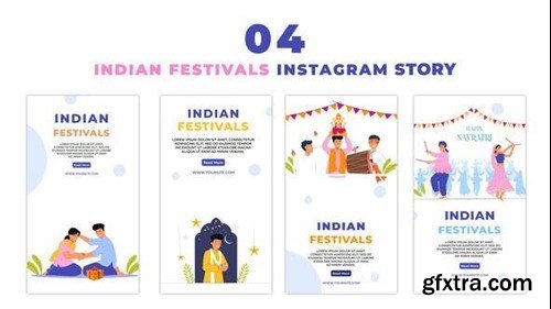 Videohive Indian Traditional Festivals Flat Character Instagram Story 47440477