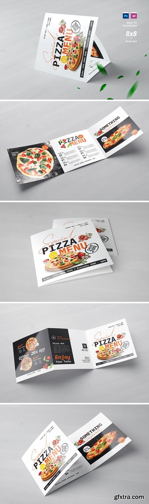 Square Trifold Pizza Menu DRHAB4T