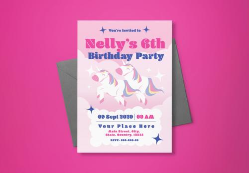 Pink Gradient Unicorn Birthday Invitation 578606244