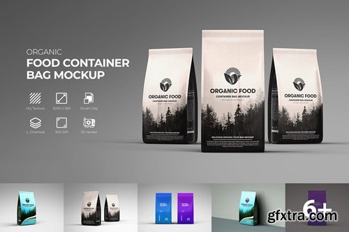 Organic Food Container Packaging Bag Mockup K6N5KWV