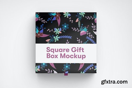 Square Paper Gift Box PSD Mockup LNYKD92