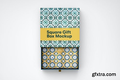 Square Paper Gift Box PSD Mockup LNYKD92