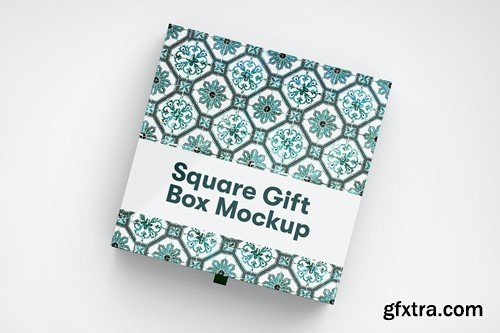 Square Paper Gift Box PSD Mockup LNYKD92