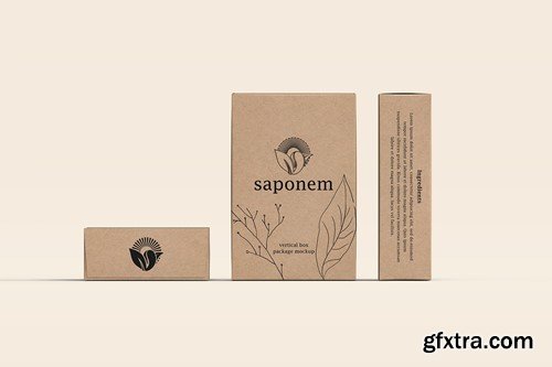 Vertical Kraft Paper Box Soap Packaging Mockup X54TDAS