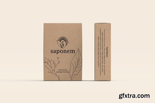 Vertical Kraft Paper Box Soap Packaging Mockup X54TDAS