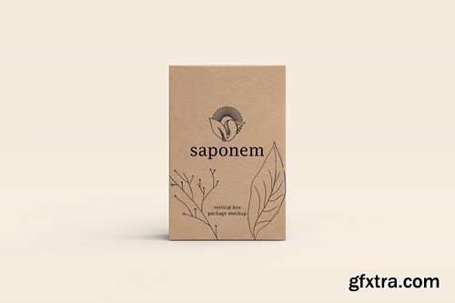 Vertical Kraft Paper Box Soap Packaging Mockup X54TDAS