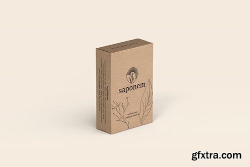 Vertical Kraft Paper Box Soap Packaging Mockup X54TDAS