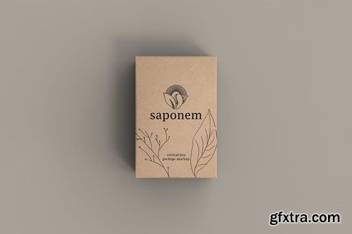 Vertical Kraft Paper Box Soap Packaging Mockup X54TDAS