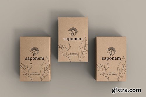 Vertical Kraft Paper Box Soap Packaging Mockup X54TDAS