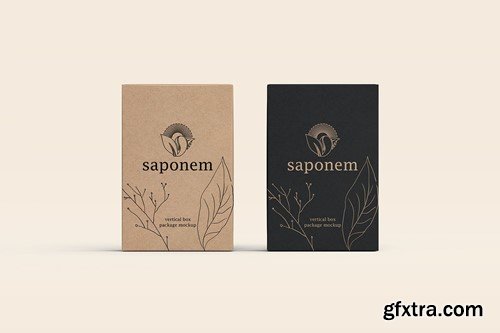 Vertical Kraft Paper Box Soap Packaging Mockup X54TDAS