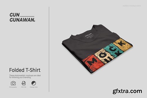 Folded T-Shirt Mockup MXEH87X