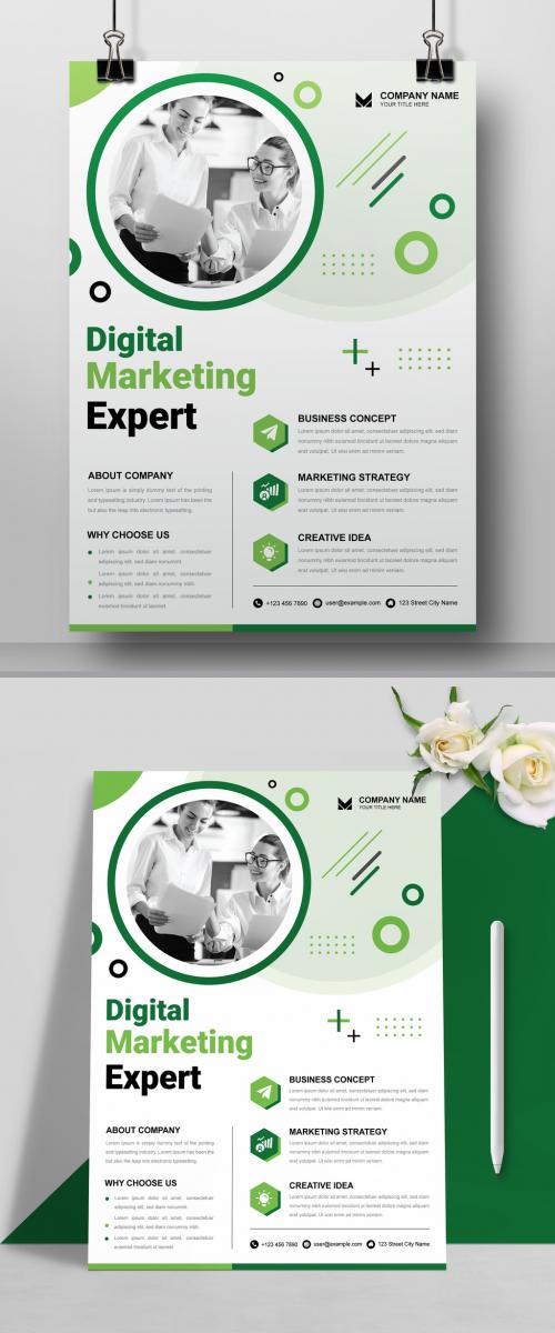 Digital Marketing Flyer Green Color Design Template 570491055