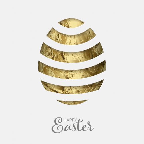 Vector cut Paper card / poster with striped easter golden egg 571229372