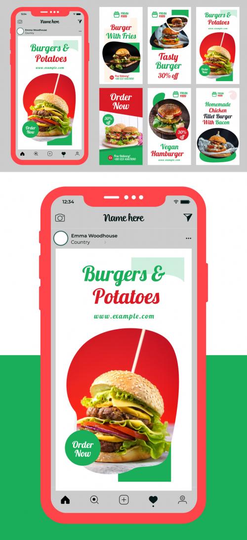 Burger Food Shop Story Design Template 571555275