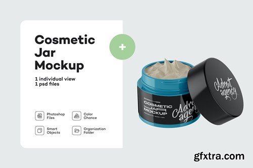 Opened Clear Glass Cosmetic Jar Mockup BRNWNJH