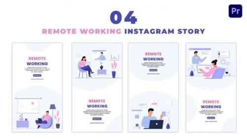 Videohive - Creative Remote Working Employees Flat Character Instagram Story - 47451885 - 47451885