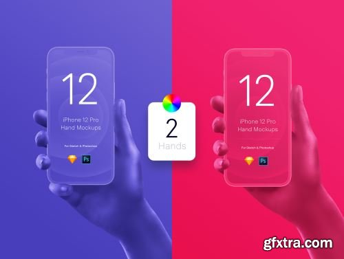 Unicolor & B/W Hands iPhone 12 Pro Mockups Ui8.net