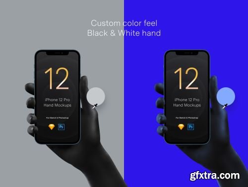 Unicolor & B/W Hands iPhone 12 Pro Mockups Ui8.net