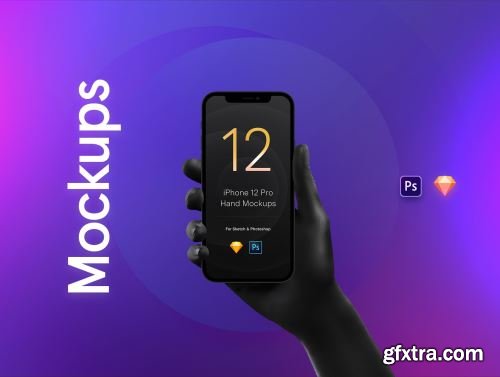 Unicolor & B/W Hands iPhone 12 Pro Mockups Ui8.net