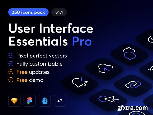 UI Essentials Pro - 250 Icons Pack Ui8.net