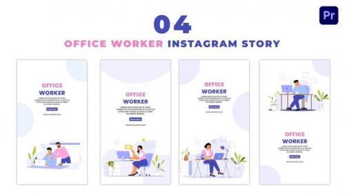 Videohive - Animated Office Worker Flat Character Instagram Story - 47453811 - 47453811