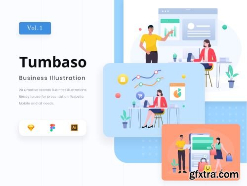 Tumbaso - Business illustration Pack Ui8.net