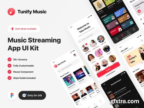 Tunify - Music Streaming App UI Kit Ui8.net