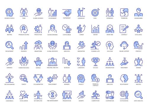 Business people Blue Icons Set 571927863